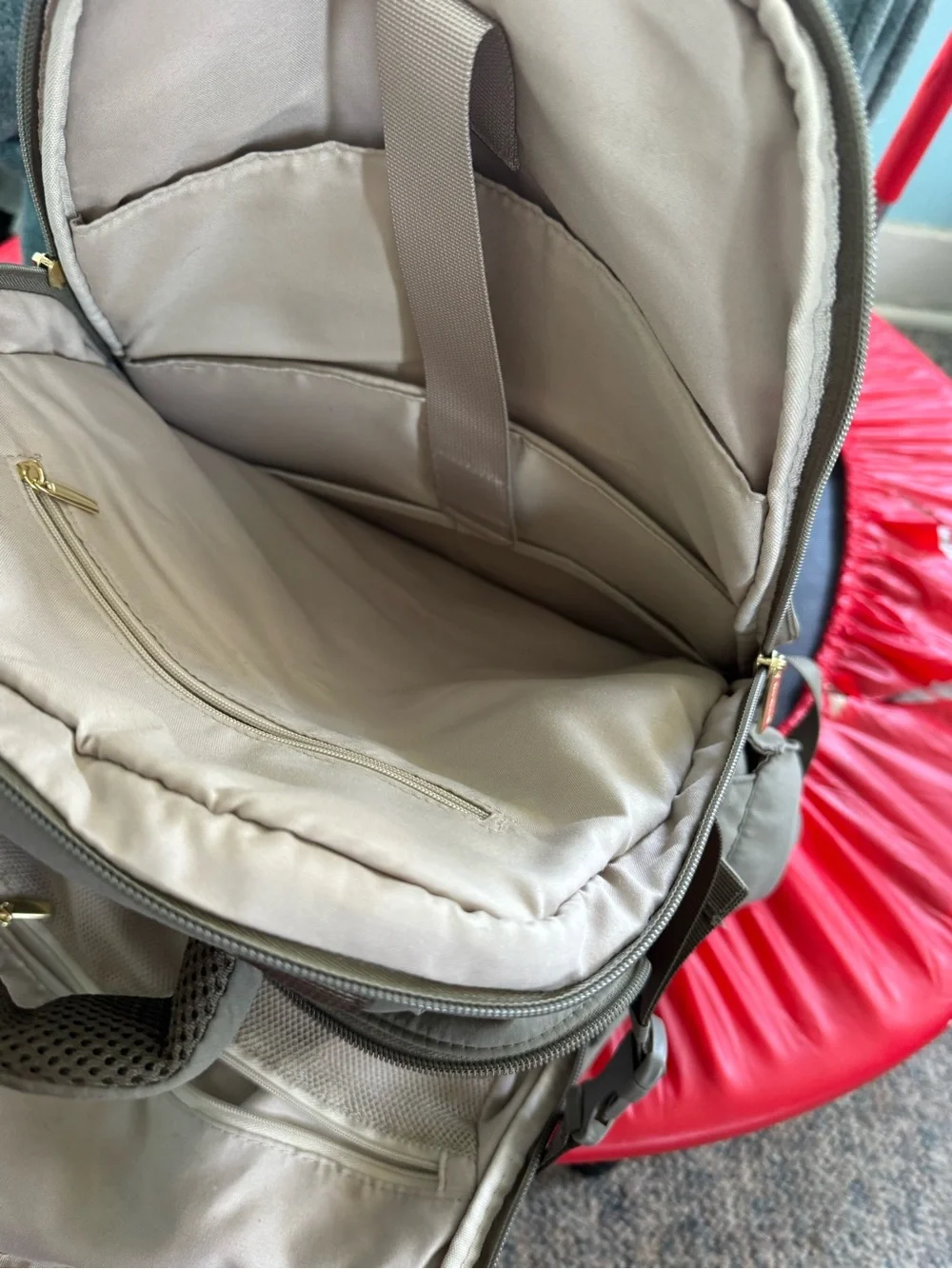 Isaac Mizrahi Olive Green Backpack with Gold Hardware